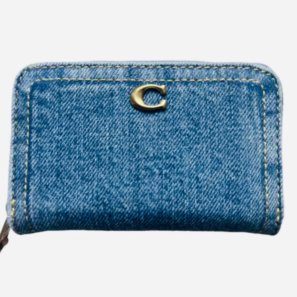 Coach Small Zip Around Card Case, Indigo Denim